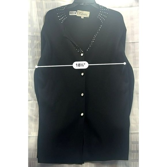 valentine, women sweater, size16, color black, botton down - Picture 3 of 10